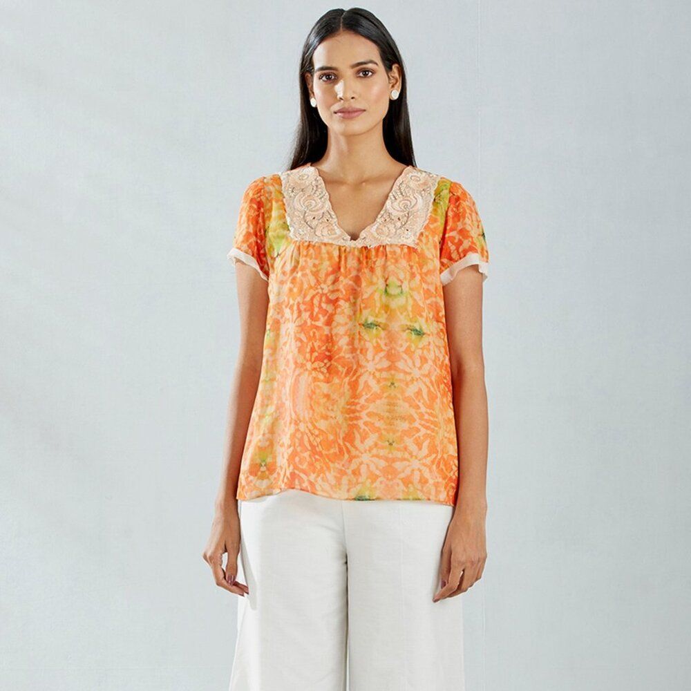 NWT Anthropologie Kavita Bhartia Embroidered Printed Top